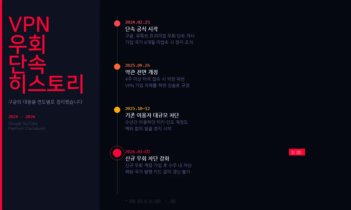 2025년 유튜브 VPN 우회 단속 관련 정보 그래픽